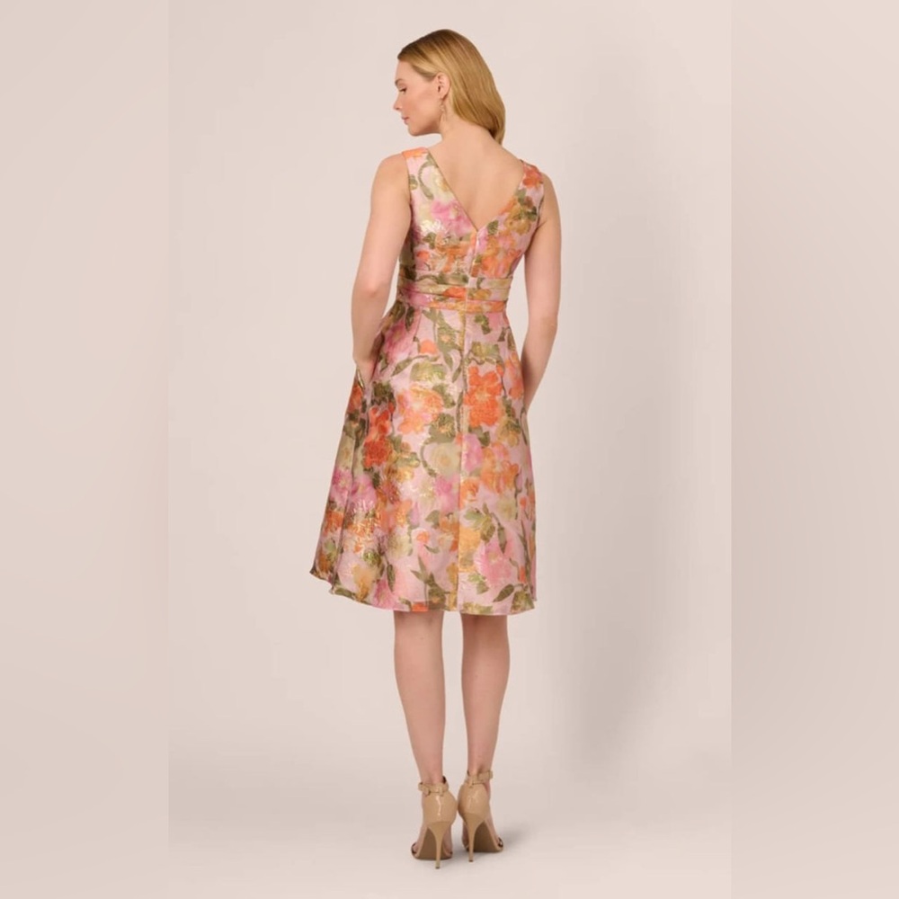 NWT Adrianna Papell Multi Floral Jacquard Midi Dress Sz 6 - Picture 5 of 16